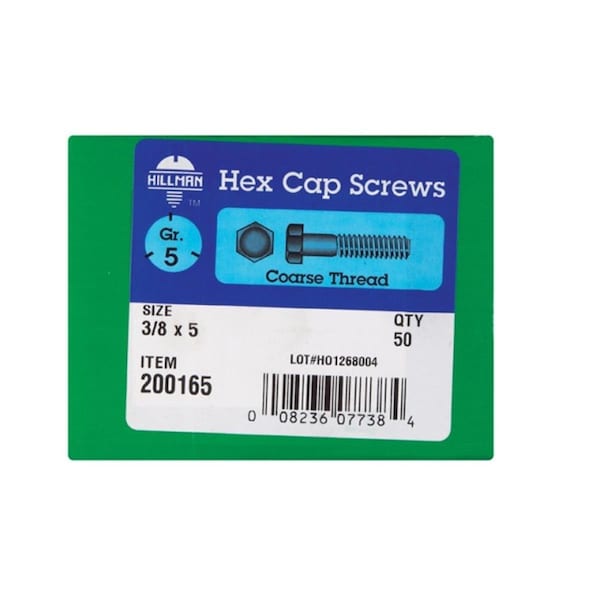 Hillman Grade 5, Hex Head Cap Screw, Steel, 5 in L 57468 - main